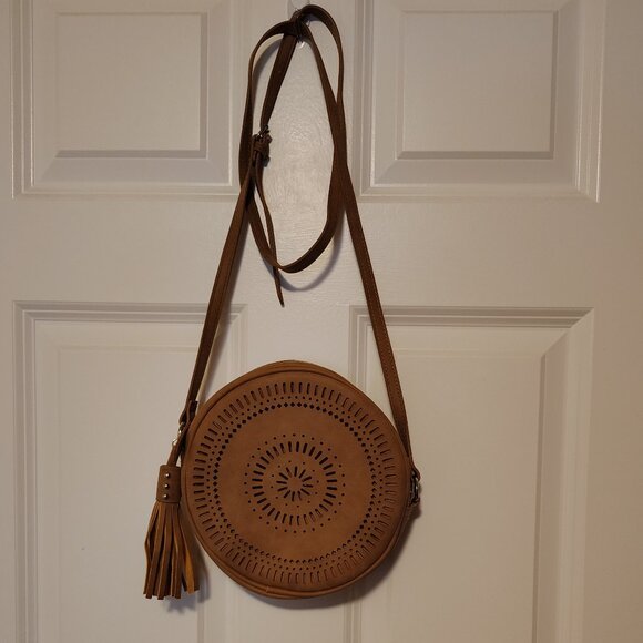 Boho Western Suede Crossbody Round Bag - Picture 5 of 9